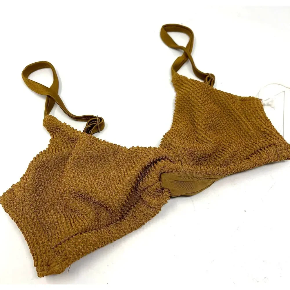 Good American Crinkle Always Fits Twist Top‎ Bronze Size 1